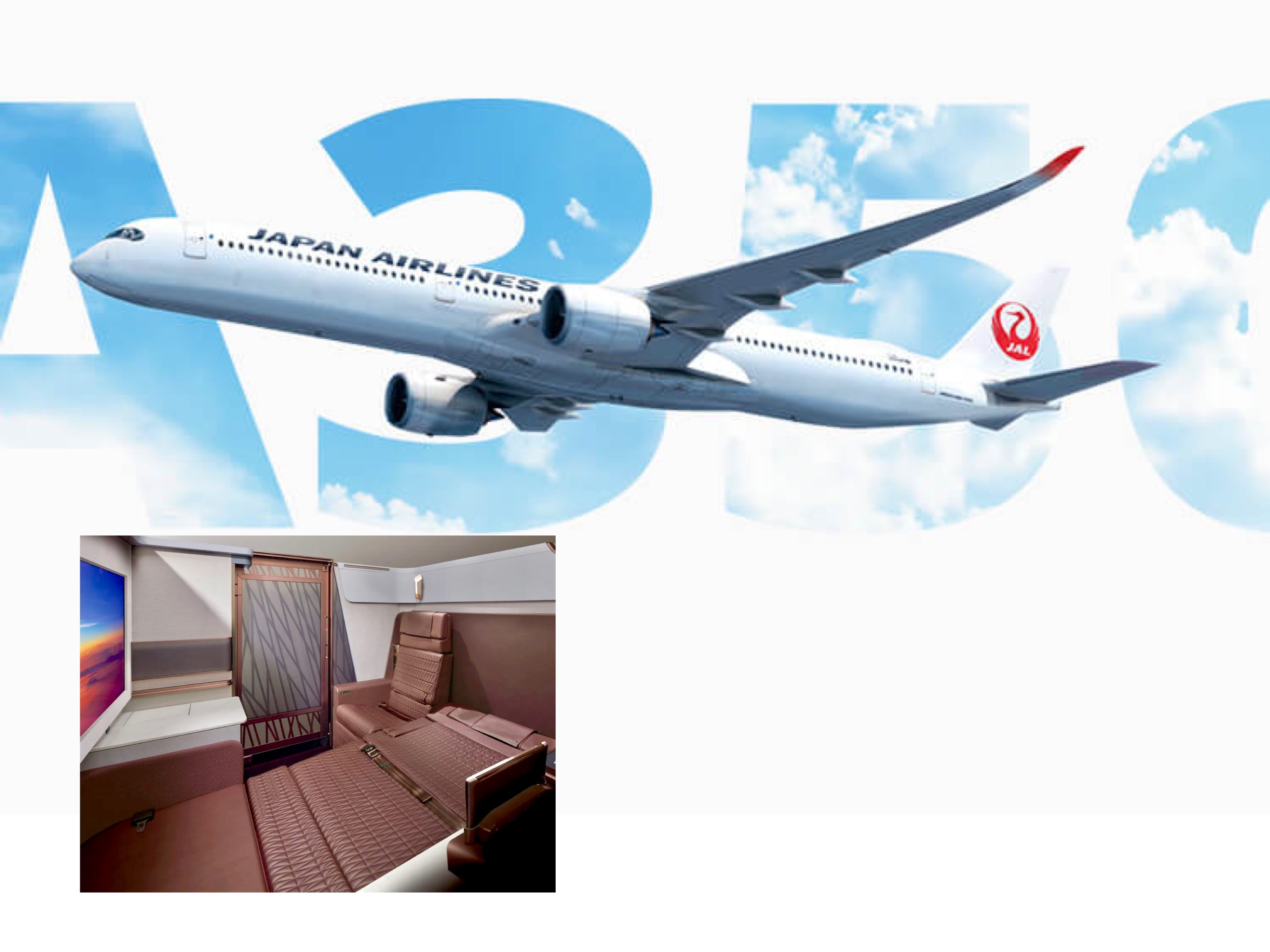 Japan Airlines revela novas suítes de primeira classe para o A350-1000